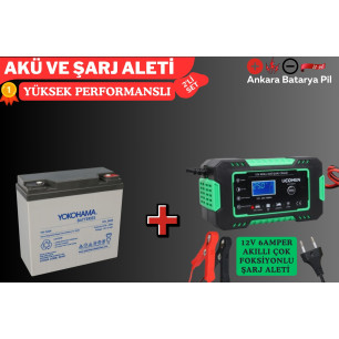 YOKOHAMA 12V 24 AH VE Ucomen 12V 6A LED Göstergeli Akü Şarj Cihazı